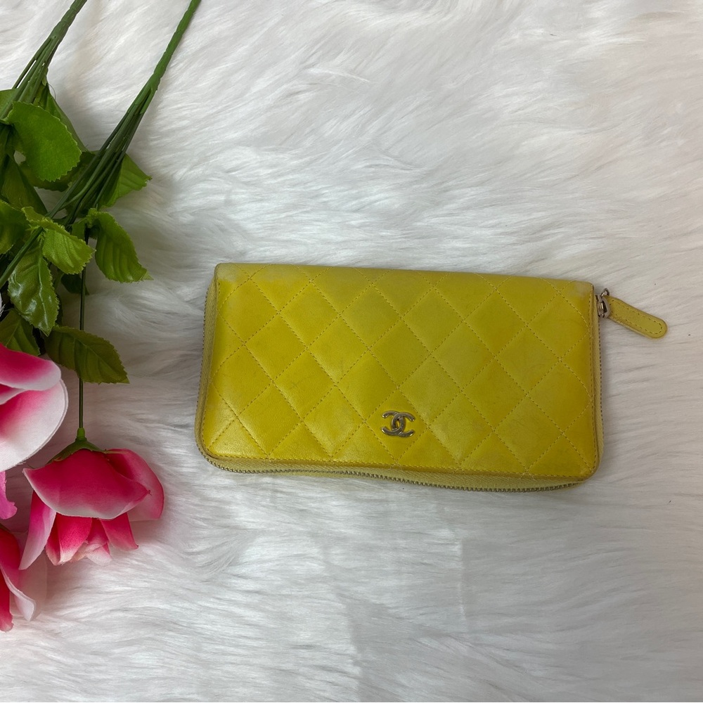 Chanel CC Quilted Zip Around Wallet